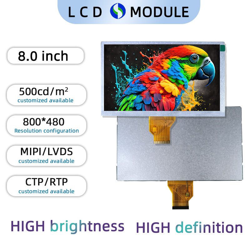 8 inch Full Colour TFT 800*480 with Touch Screen(Resistive Type)
