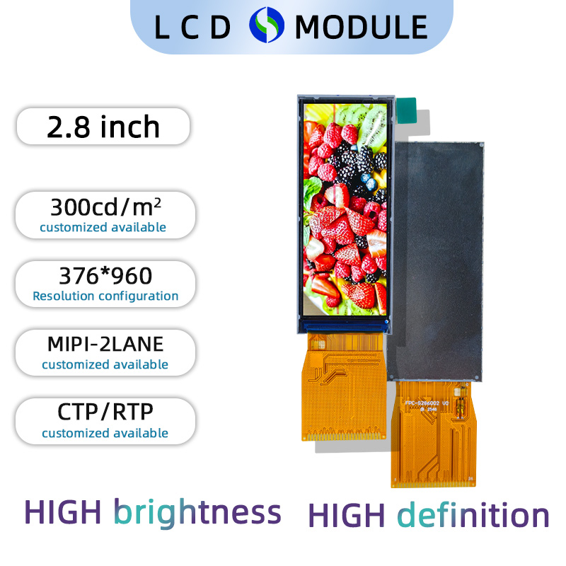 2.8 inch Full Colour TFT 376*960 with  Touch Screen（Resistive type）